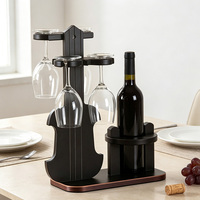 Porte-vin en bois en forme de violon, support créatif pour bouteilles et verres à vin, présentoir décoratif en bois pour bar à domicile