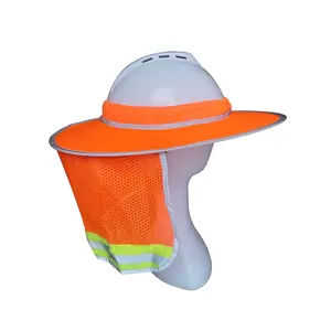 orange color hat neck shade helmet full brim hard hat sun protection neck hard hat sun shade