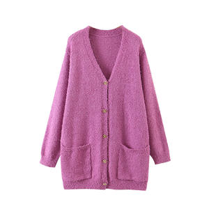 Cárdigan largo de punto Happy Hut Plus Size para mujer, manga larga, holgado, grosor medio, capa transparente con botones N8452 - Product Image 2