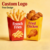Boîtes à frites en papier personnalisées en gros, emballages alimentaires à ouverture supérieure pour frites, poulet frit, fournitures pour restaurants de restauration rapide