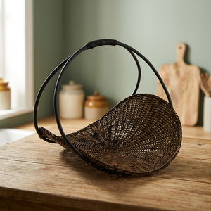 Panier de rangement artisanal rond, style rustique, en fibres végétales, organisateur de salon, porte-jouets - Product Image 5