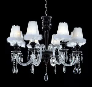 Низкая Цена Французский Современный стиль детская комната кристалл подвесной светильник с белым абажуром