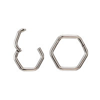 Fuxuan Anneau segmenté articulé hexagonal en titane ASTM F136 pour Daith, Septum, Clicker, Anneau de nez, Bijoux de piercing corporel