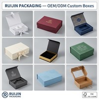 Caja de Regalo con Cierre Magnético, Cartón Gris Grueso, Embalaje de Ropa Personalizado, Rígida, Plegable, con Estampado Dorado, Reciclada