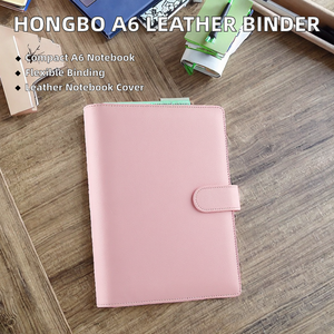 Carnet à spirales A5 en cuir PU, couverture rigide, 6 anneaux, 35 couleurs, organiseur de budget avec feuille volante, idéal pour cadeau - Product Image 2