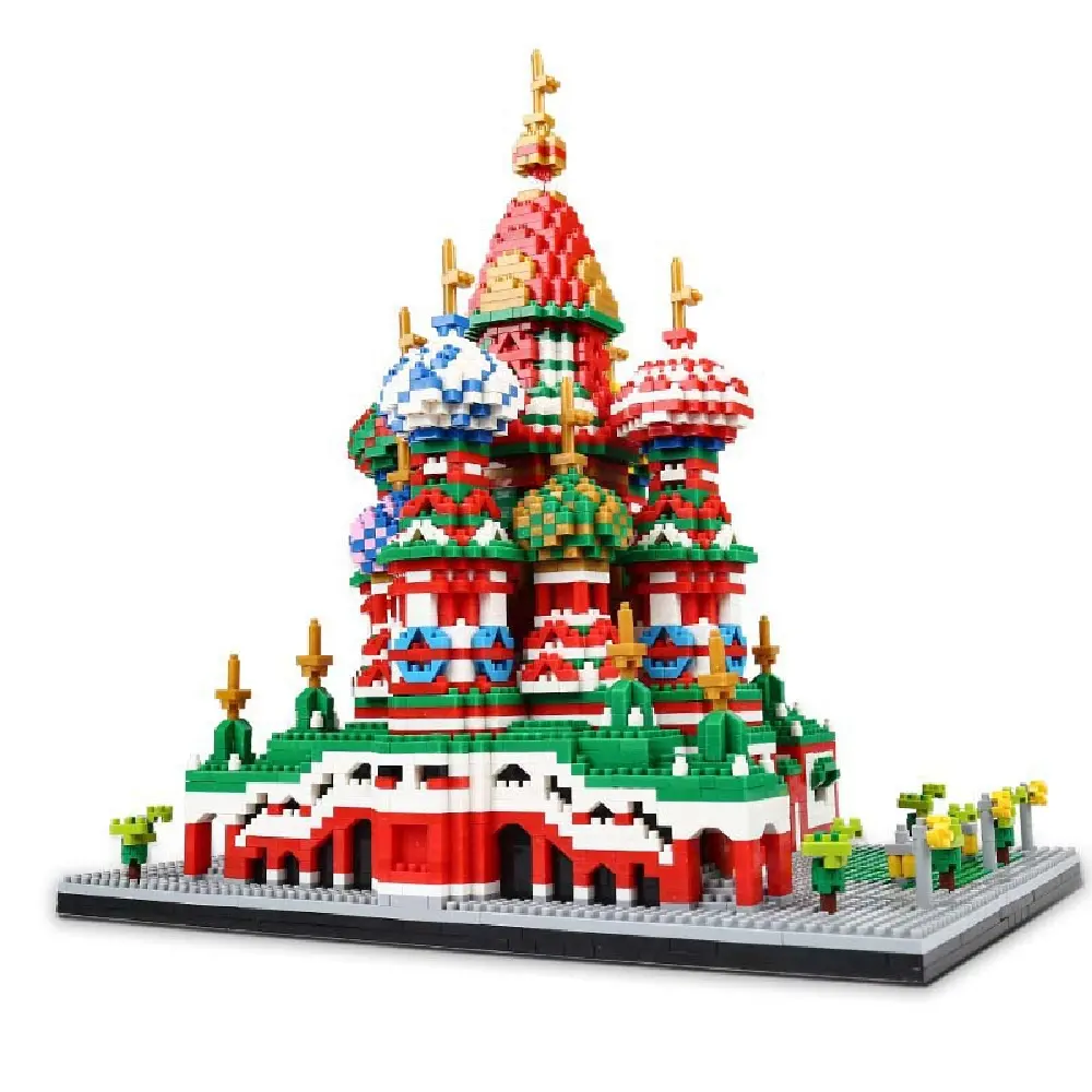 Sıcak satış rusya ünlü mimari 3D modeli elmas tuğla mikro oyuncak inşaat blokları aziz fesleğen katedral çocuk hediye