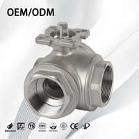 Vanne à bille manuelle en acier inoxydable 304 à 3 voies, filetage interne, type L/T, NPT, vanne à bille industrielle pour pipeline