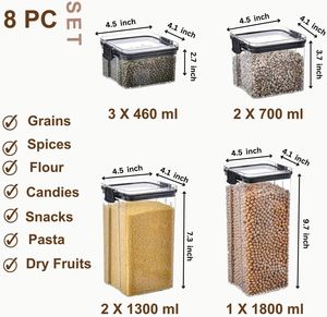 BPA Free Eco-Friendly Transparent <b>Plastic</b> Cereal Storage Containers Rectangle-Shaped Injection-Molded Minimalist Airtight - Product Image 4