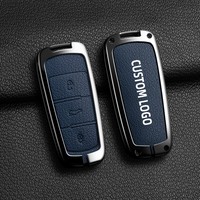Étui pour clé en alliage de zinc et cuir pour VW Magotan, Arteon, coque de protection pour clé de voiture avec porte-clés