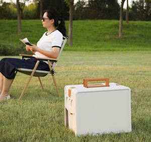 Table pliante multifonctionnelle pour le camping en plein air, boîte de rangement 2-en-1, boîte isotherme pour aliments, à suspendre et à transporter à la main - Product Image 4