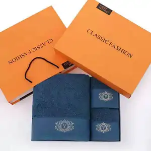 Luxury Gift Towel Set 100% Egyptian Cotton Towel Set In Gift Box