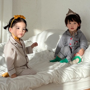 Kid's Girl's Plaid Nightwear Cotton Long Sleeve 2026 Spring 2 Piece Outfit <strong>Boys</strong> <strong>Clothing</strong> Sleepwear Girls Kids Customized Pajamas - Product Image 2