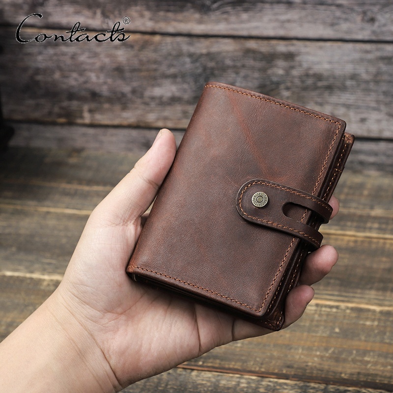CONTACT'S Vintage Italian Cowhide Leather Smart Wallet – RFID Pop-Up Card Holder - View 2