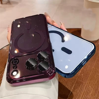 Coque magnétique brillante électroplaquée pour iPhone 18 Pro 17 16 15 14 13 12 Pro Max 18Pro, en PC rigide, ultra-fine, antichoc et mince