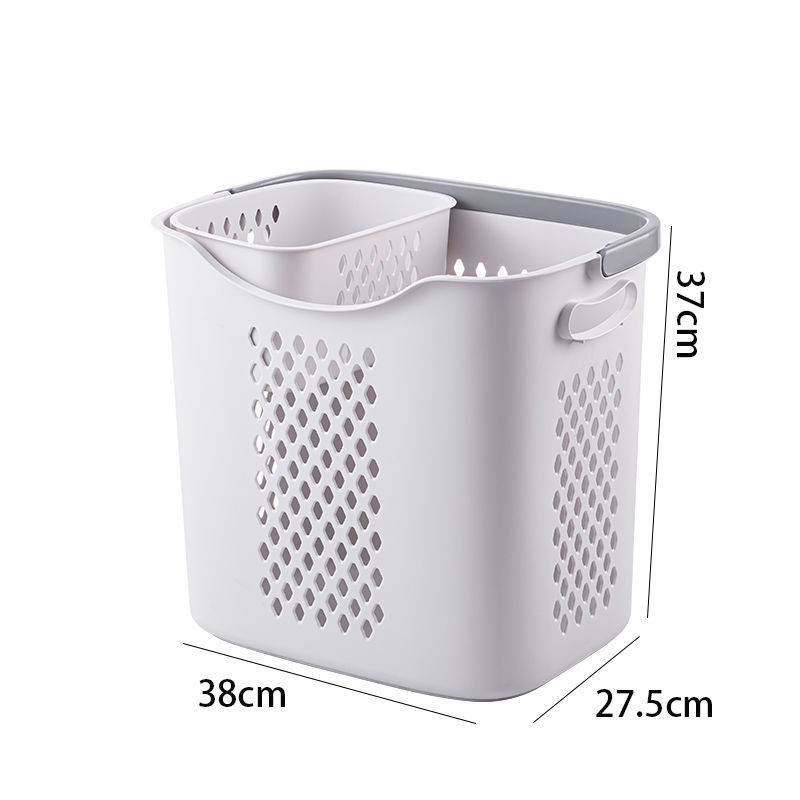 Large white laundry basket [with underwear basket]