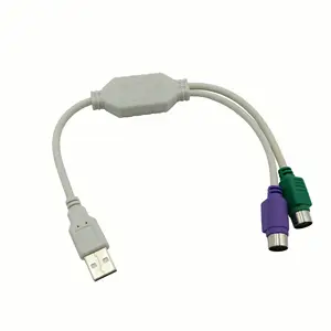 Kabel adaptor konverter perempuan ke USB Male PS2 ganda untuk PS/2 Mouse Port dan Keyboard, kabel pasangan umum