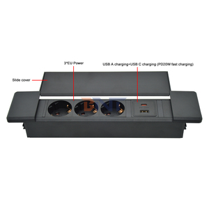 CE Approved 16A Tabletop <strong>Socket</strong> 3 AC Outlets USB A+C Ports Embedded <strong>Side</strong> Slide Design Hidden Power Outlet for Meeting Table - Product Image 5