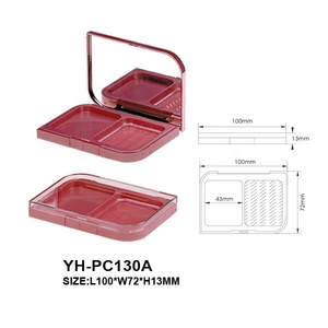 Estuche de Maquillaje Compacto de Doble Compartimento con Almacenamiento Separado para Borlas, Espejo Incorporado, Tapa Transparente, Contenedor de Plástico para Polvo de Colorete - Product Image 6