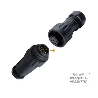 Connecteur circulaire étanche IP67 WEIPU WA22 avec contacts en laiton plaqué or, 4 broches et 7 broches, fiche mâle et femelle WA22J7TE1 WA22K7ZE1