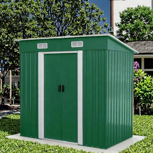 आसानी से इकट्ठे वाटरप्रूफ लॉक करने योग्य डबल स्लाइडिंग दरवाजे फ्लैट छत के लिए फ्लैट छत गार्डन धातु उपकरण भंडारण शेड - Product Image 1