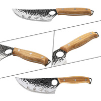 Couteau de Chef en Métal pour la Maison et la Cuisine, Hachoir à Viande Forgé à la Main, Couteaux de Boucher et d'Éviscération avec Manche en Bois