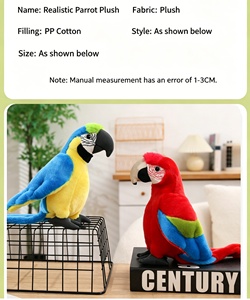 Juguete de Peluche de Loro Realista en Colores Vivos, Muñeco de Peluche de Cacatúa para Decoración del Hogar, Regalo de Cumpleaños para Niños y Amantes de las Aves - Product Image 6