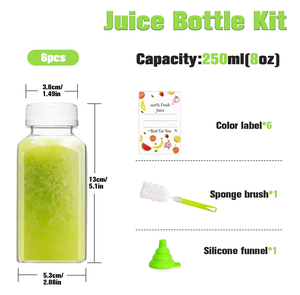 Botellas de Plástico Transparente de 250 ml para Jugo con Tapas de Aluminio e Impresión de Logotipo Personalizado, Material PET Libre de BPA para Bebidas de Marca - Product Image 2