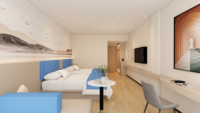 Ensemble de meubles de chambre à coucher personnalisés pour hôtel 2 à 5 étoiles, style moderne minimaliste, en bois, écologique, durable, vente directe d'usine