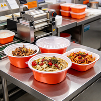 Boîte repas jetable en PP transparente à couvercle haut, 1300 ml, calibre 195, fond renforcé, très vendue
