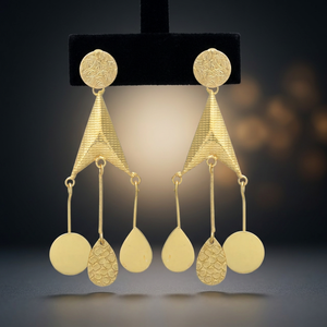 Boucles d'oreilles pendantes en laiton plaqué or, pierres précieuses, faites à la main, ethniques, mode bohème, unisexe, pour femmes - Product Image 2