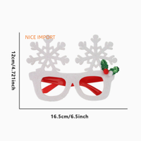 Lunettes de Noël style flocon de neige blanc, décoration de fête de Noël, monture de lunettes à motif baies et flocons de neige, accessoire photo festif