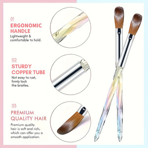 Aurora <b>Nail</b> Art Brush Set Diamond Crystal Kolinsky Hair Acrylic Crimped Ferrule <b>Extension</b> Painting Tool for Manicure <b>Nail</b> Design - Product Image 3
