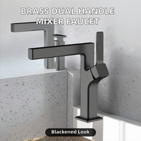 Robinet de lavabo en laiton, mitigeur monocommande chaud/froid, avec cartouche céramique, à poser sur comptoir, finition noircie