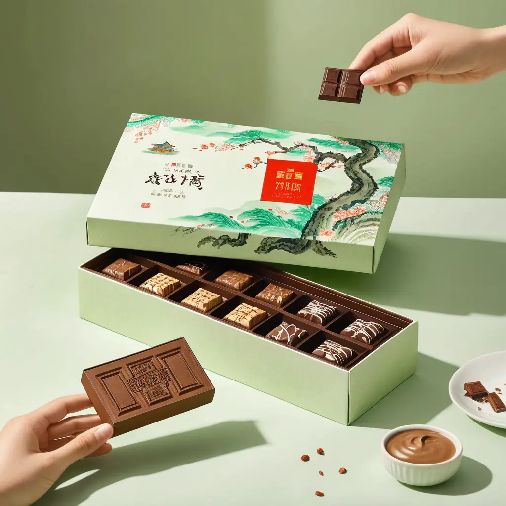 Caixas de duas peças de doces de luxo verde que empacotam caixas de papel personalizadas requintadas para o conjunto de presente de chocolates de trufa branca