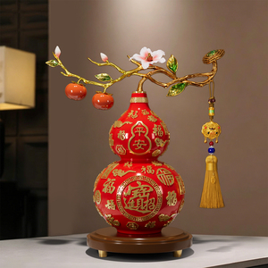 Adorno de Calabaza Roja Dorada, Escultura de Buena Fortuna con Borla para Decoración de Sala de Estar, Entrada, Regalo de Inauguración de Casa - Product Image 1