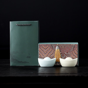 Ensemble d'ornements de théière en céramique de style classique, modèle Second Way Ru Kiln Ingot Tea Pet, coffret cadeau, cadeau d'affaires - Product Image 4