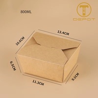 Boîtes alimentaires en papier, emballages à emporter, boîte carrée rectangulaire en papier kraft, jetable, pour repas rapides, boîte à lunch en papier
