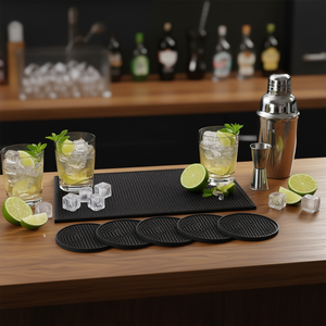 <b>Bar</b> <b>Mat</b> 45 x 30cm Drainer with 5 Coasters for Bartenders - Product Image 3