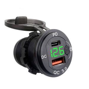 Usb Car Charger Cigarette Lighter 12-24V PD QC 3.0 Digital Display <b>Touch</b> <b>Switch</b> Voltage Monitoring Fast Charging Waterproof - Product Image 1