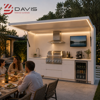 Cuisine extérieure modulaire en acier inoxydable pour patio avec barbecue, évier, îlot de rangement et comptoir pour la maison
