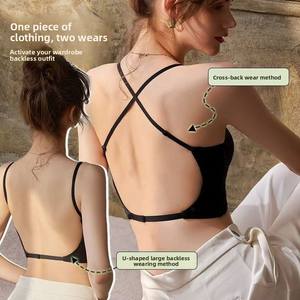 Бесшовный бюстгальтер-топ U-образной формы с открытой спиной, двусторонний, летний, новый, без косточек, дышащий, с чашкой 3/4, для небольшой груди, пуш-ап - Product Image 1