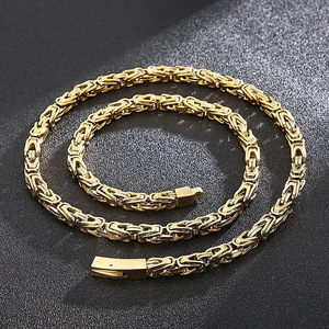Nouvelle mode, collier chaîne <span class=keywords><strong>en</strong></span> acier titane or argent de 8 mm de largeur, chaîne <span class=keywords><strong>en</strong></span> acier inoxydable, chaîne à maillons punk pour homme - Product Image 1