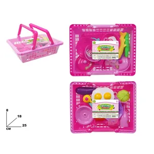 Picnic Basket Toy Set 25x18x8 Cm For Kids <b>Play</b> <b>Kitchen</b> Food Pretend - Product Image 1