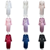 Robes de kimono en satin de soie mat de luxe pour femmes, manches longues, douces et lisses, pour mariée, demoiselle d'honneur, fête de mariage, longue robe de matin unie