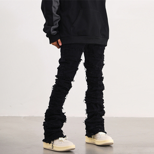 LILUO مخصص المتوترة اشتعل السراويل مكدسة نحيف مخصص سراويل الدنيم الذكور مكدسة الجينز الجينز الرجال الجينز الرجال - Product Image 2