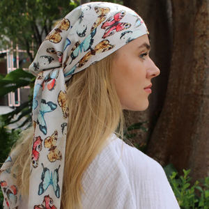 Cheveux couvrant cravate dos tête écharpe enveloppes Floral tête écharpe imprimé barre carré tête écharpe avec bande élastique - Product Image 2