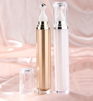 Flacon de crème pour les yeux à bille roulante de 20 ml, type pressoir pour huile essentielle, crème pour les yeux à bille roulante en acrylique pour massage, tube plat creux.