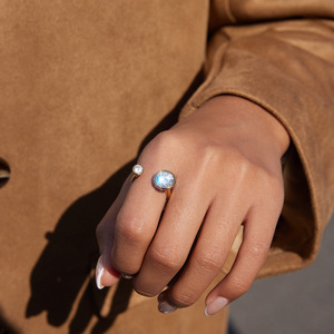 <b>Open</b> Zircon <b>Ring</b> Gold Tone Bezel Setting Unisex Fashion Jewelry Gift - Product Image 3