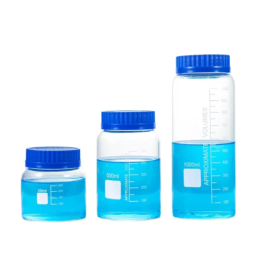 Высококачественная лабораторная стеклянная бутылка CHINCAN с широким горлышком, бутылка с реагентом 250 мл, 500 мл, 1000 мл, стеклянная посуда из боросиликата
