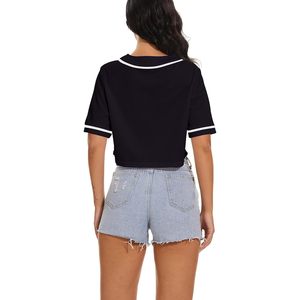 Women's <b>Crop</b> <b>Top</b> Baseball Jersey V-Neck Short Sleeve Button Down Softball Shirt Regular Fit Breathable Summer <b>Top</b> - Product Image 3